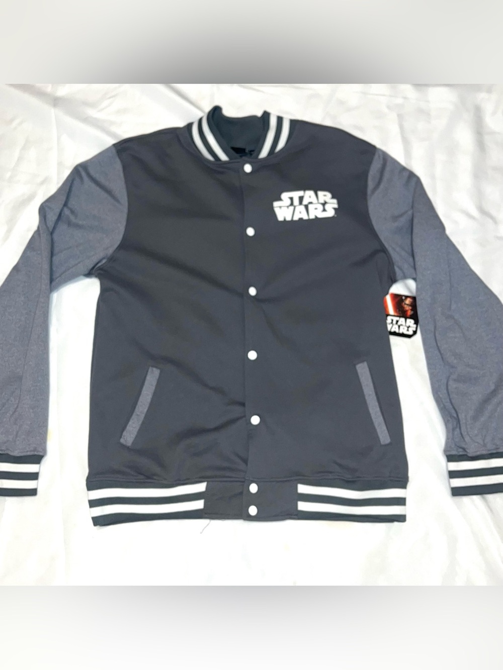 Star Wars gray and white varsity jacket